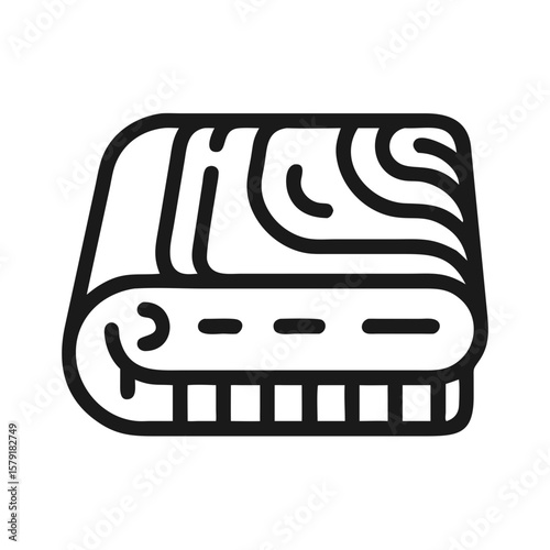 Simple Icon of a Rolled Up Towel with Decorative Ends