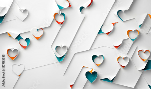 vibrant hearts on white bac...