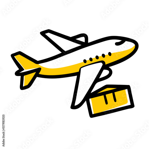 Airplane Delivering Package hand drawing icon for web and graphic design