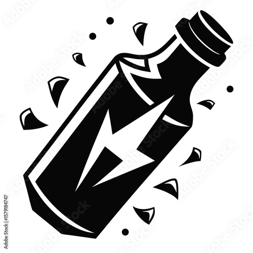 Energy drink illustration: A captivating black and white illustration showcases an energy drink, a symbol of vitality and focus, with a dynamic design element for use in a project.