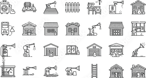 Profession line icon set. Vector pictograms of doctor, engineer, firefighter, teacher, scientist, lawyer, mechanic, artist job occupations thin linear