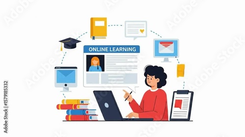 Woman Taking Online Course with Digital Resources