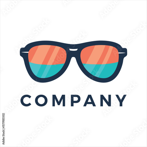 Minimalist Flat Vector of Sunglasses Logo Isolated on White Background
