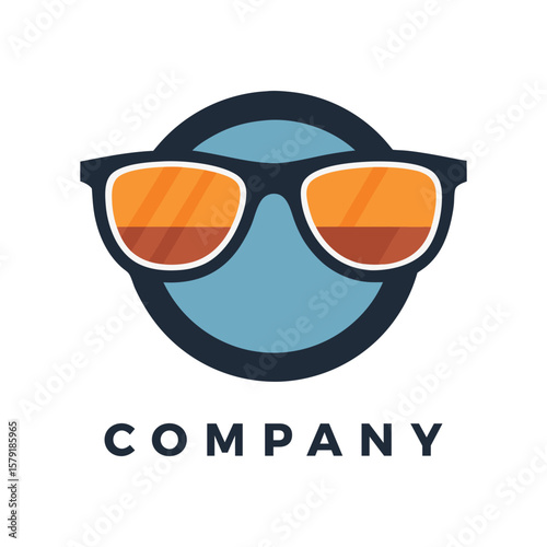 Minimalist Flat Vector of Sunglasses Logo Isolated on White Background
