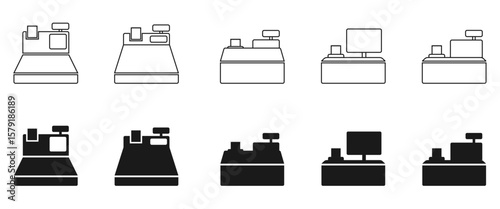 cashier machine icon set vector illustration isolated on white background.
