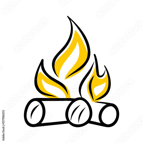 Firewood Stack hand drawing icon for web and graphic design
