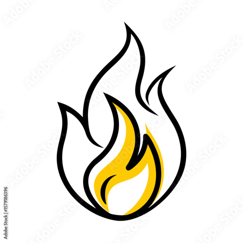 Flame Energy Icon hand drawing icon for web and graphic design