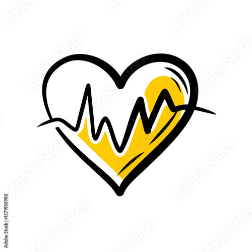 Heartbeat hand drawing icon for web and graphic design