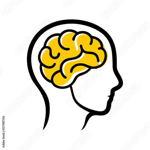 Human Brain hand drawing icon for web and graphic design