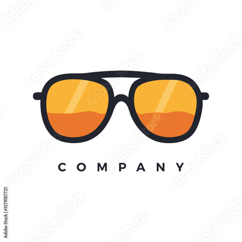 Minimalist Flat Vector of Sunglasses Logo Isolated on White Background
