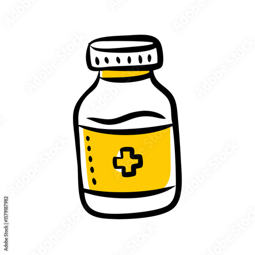 Medicine Bottle hand drawing icon for web and graphic design