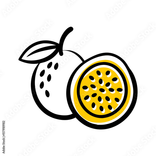 Passion Fruit hand drawing icon for web and graphic design