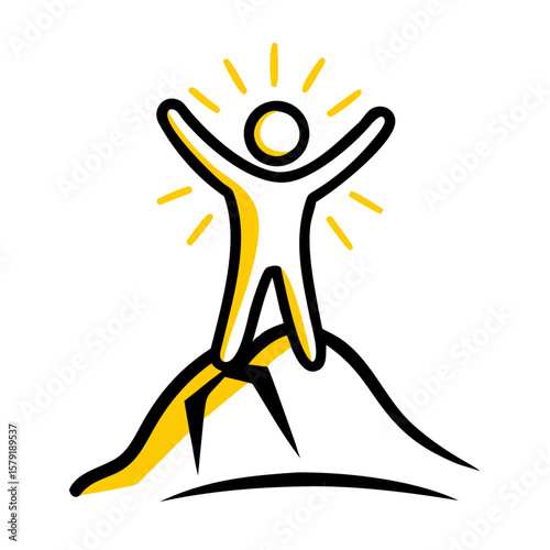 Person Celebrating Summit hand drawing icon for web and graphic design