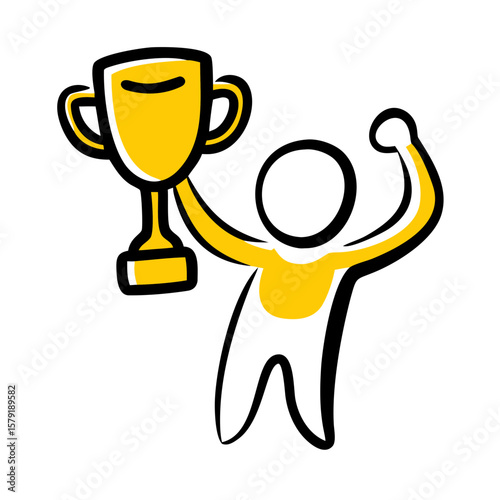 Person Holding Trophy hand drawing icon for web and graphic design