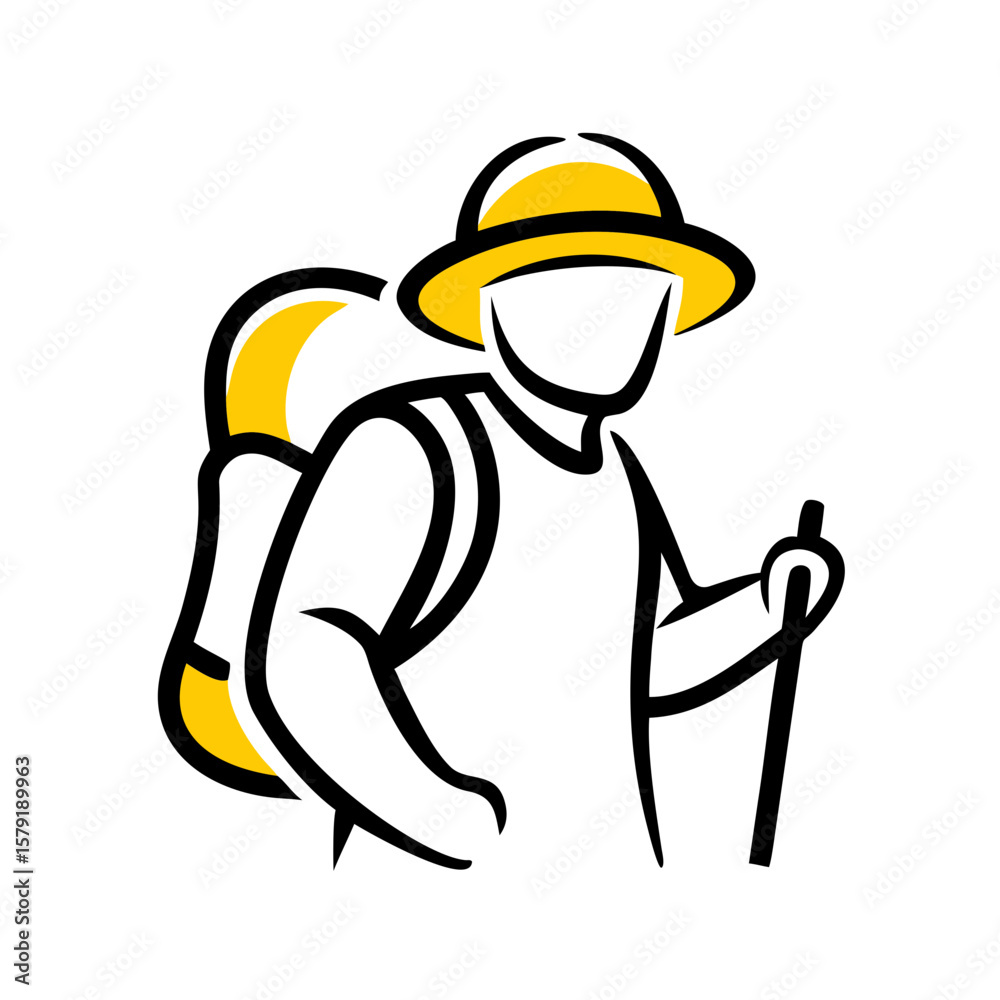 Naklejka premium Portrait of a Hiker hand drawing icon for web and graphic design