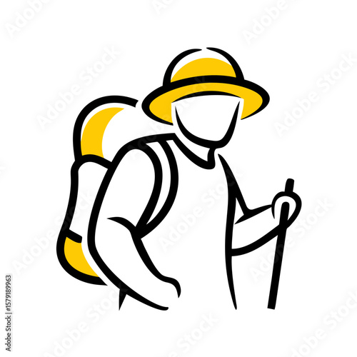 Portrait of a Hiker hand drawing icon for web and graphic design