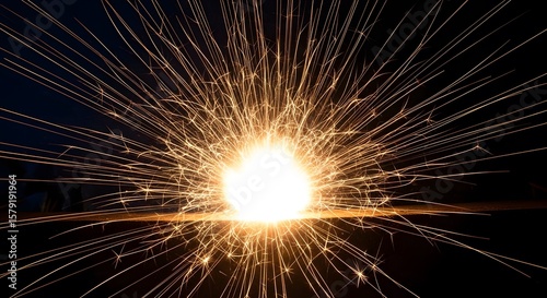 Golden Sparkles Burst Capturing the Intense Beauty of a Dazzling Light Explosion