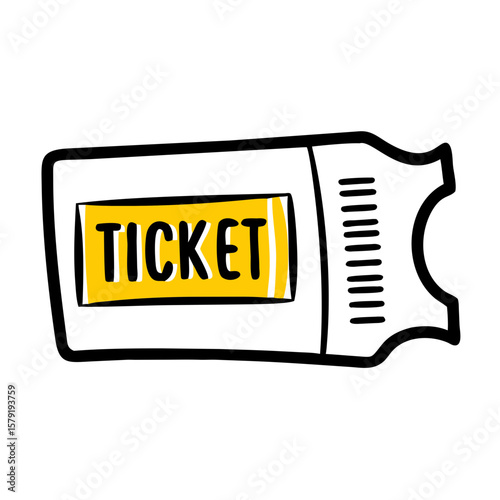 Ticket with Barcode hand drawing icon for web and graphic design