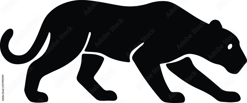 Fototapeta premium Silhouette of black panther stalking isolated vector Illustrator
