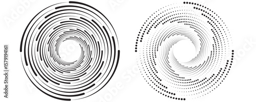 Circular spiral sound wave rhythm from lines.vector illustration