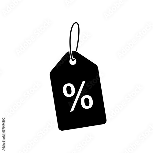 Discount Tag: Captivating a sense of savings, this stark monochrome image of a price tag adorned with a percentage symbol. The embodiment of bargains.