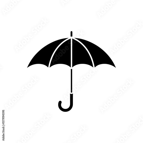 silhouette of a closed umbrella in black and white vector art