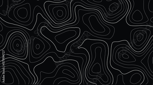 Topography themed landscape illustration showing detailed topographic contours, explorer-style grid overlays, and classic elevation mapping suited for nature posters, map-based graphics, or adventure 