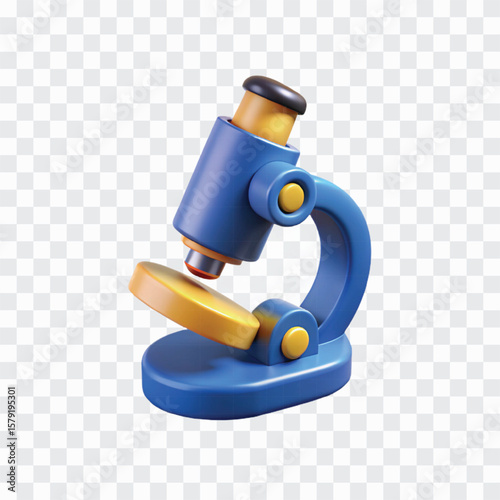 Microscope Icon: A vibrant 3D rendering of a scientific microscope, a symbol of discovery and learning. This image brings the essence of scientific exploration to life.