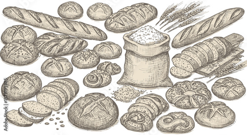 Delicious Artisan Breads Baguettes Loaves Rolls Wheat Flour Grains Bakery