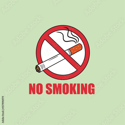 No Smoking Warning Sign with Cigarette Vector Illustration