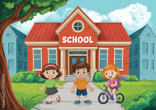 School Building Illustration