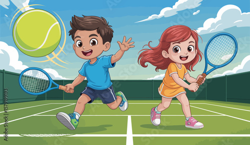 Kids Playing Tennis