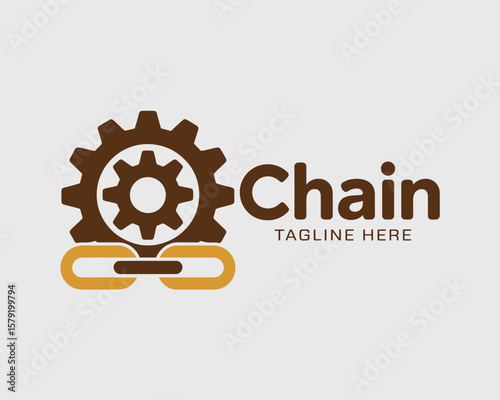 Gear and chain logo