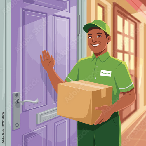 Delivery Man at Doorstep