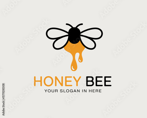 Honey Bee Logo Design with Drip