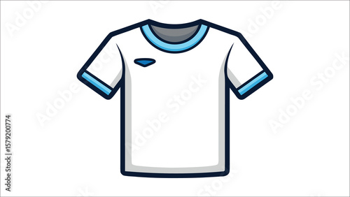 Sportswear Tee: A clean, simple image features a white sports T-shirt with light blue accents, perfect for sports, everyday wear, and design projects.