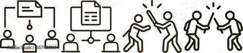 Online Dispute Resolution: Icons Illustrating Conflict and Agreement in Digital Communication