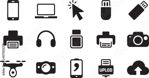  Modern Electronic Devices & Computer Accessories Icons Set