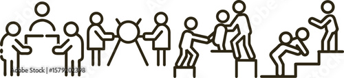 Collaborative Teamwork Icons: Helping Hands, Shared Goals, and Collective Success
