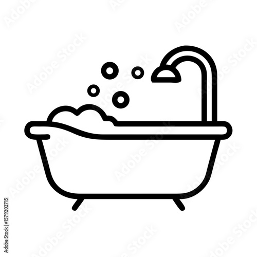 Bath Outline Icon in Modern Minimal Style

