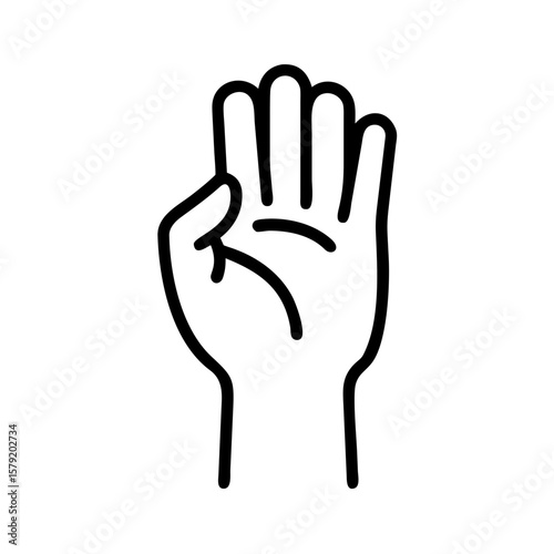 Hand Up Outline Icon in Modern Minimal Style

