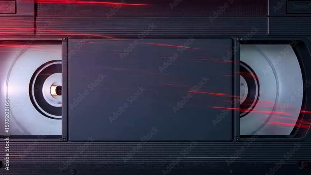 Retro VHS Tape with Dynamic Red Light Streaks - Vintage Technology