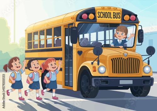 School Bus with Children