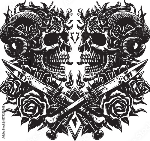tribal skull tattoo design