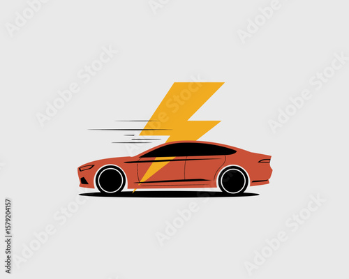 Fast Car with Lightning Logo