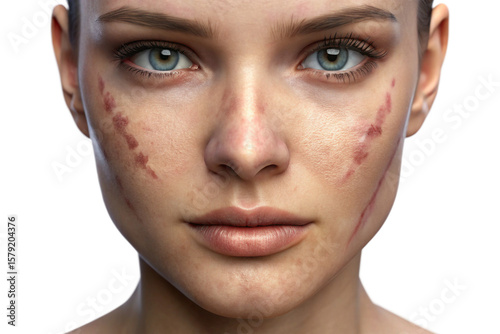 3D Rendering of beautiful, trending and realistic Scars with white background