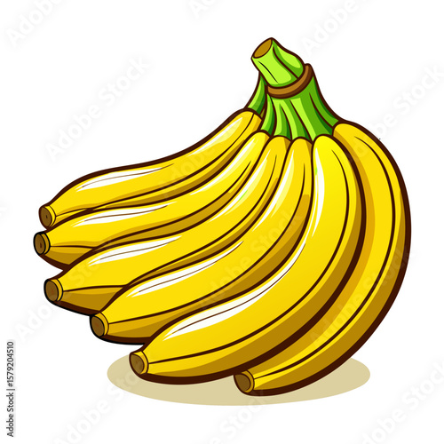Ripe Banana Bunch – Isolated Vector Illustration