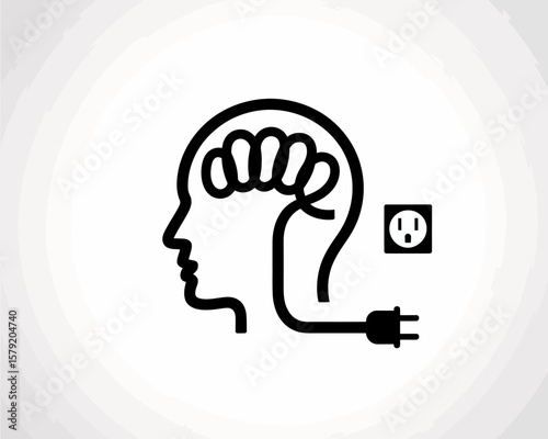 Human Brain with Plug Icon