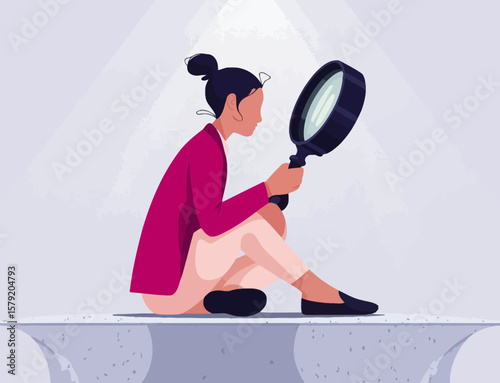Woman with Magnifying Glass
