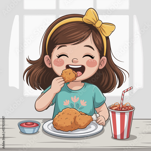 Delicious Fried Chicken Meal Illustration